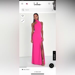 Hot pink edgy formal dress with open back